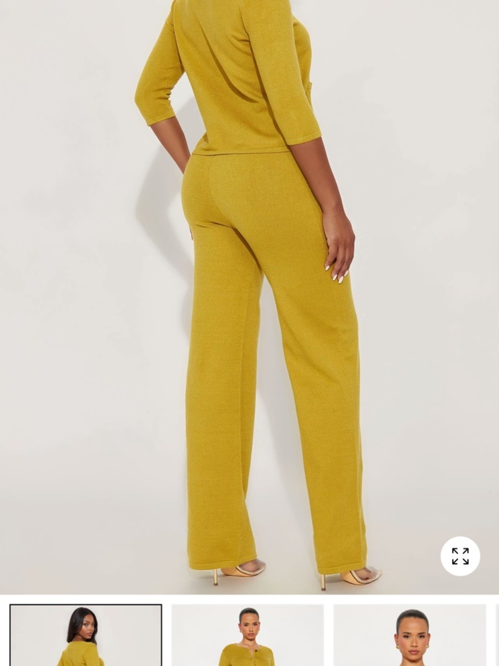 Fashion Nova Wide-Leg Knit Pants in Mustard